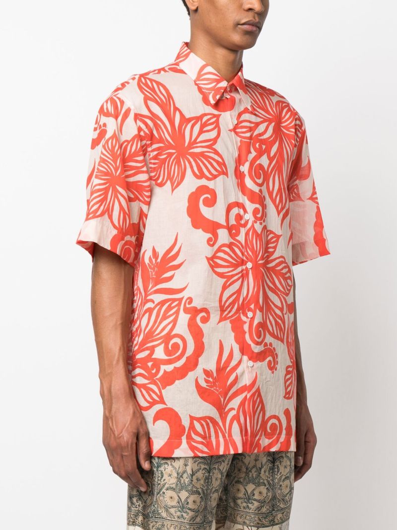 Neutral Floral Print Short Sleeved Shirt