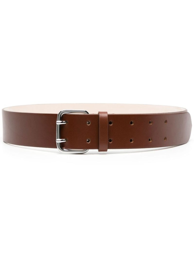 Brown Hutch Double-punched Leather Belt