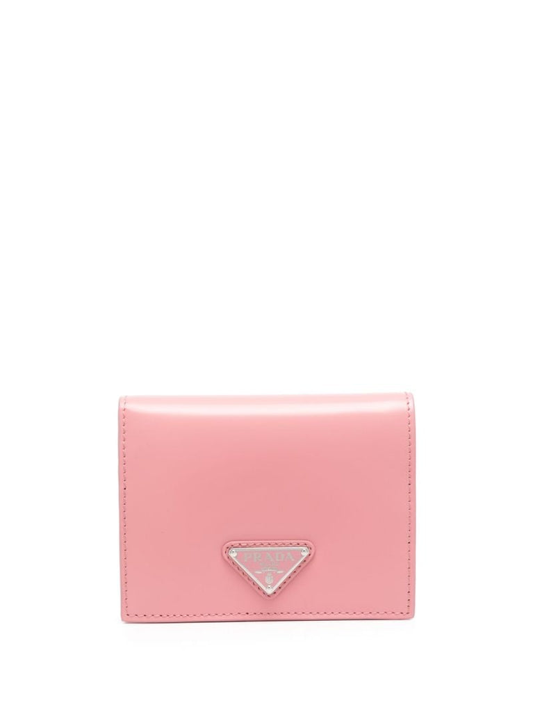 Pink Logo-plaque Leather Wallet