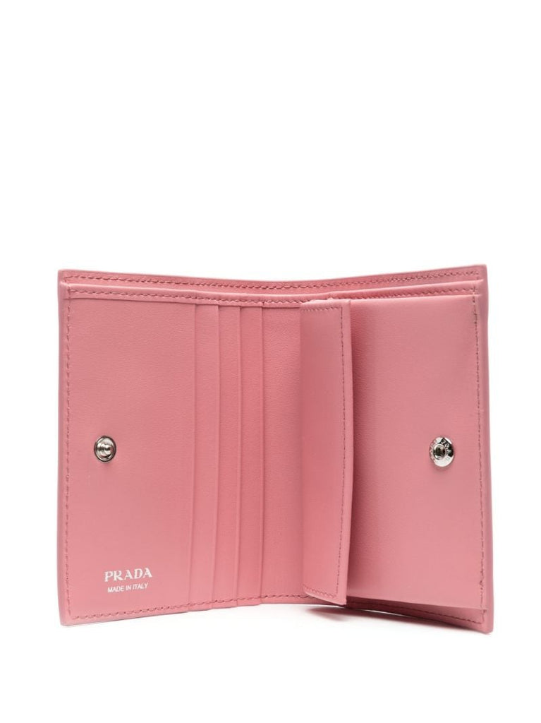 Pink Logo-plaque Leather Wallet