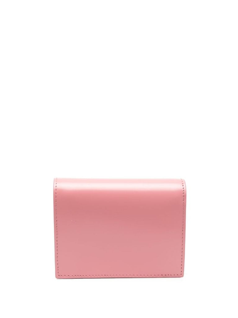 Pink Logo-plaque Leather Wallet