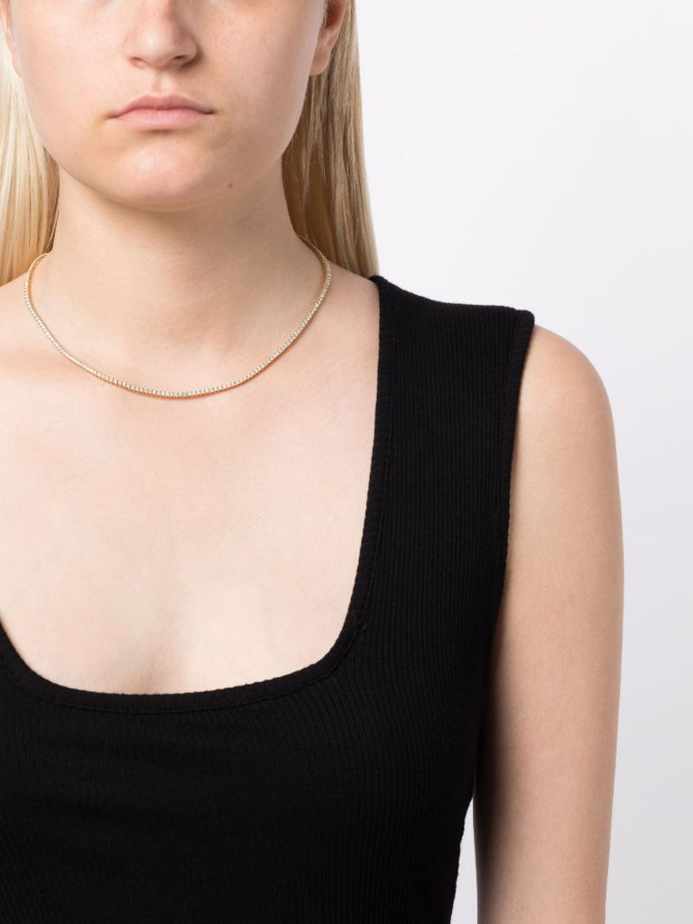 14k Yellow Gold Diamond Tennis Necklace
