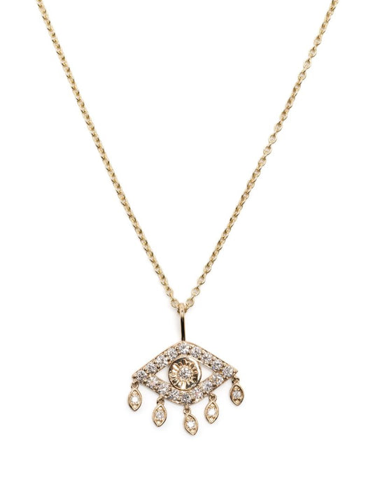 14k Yellow Gold Marquise Eye Diamond Necklace