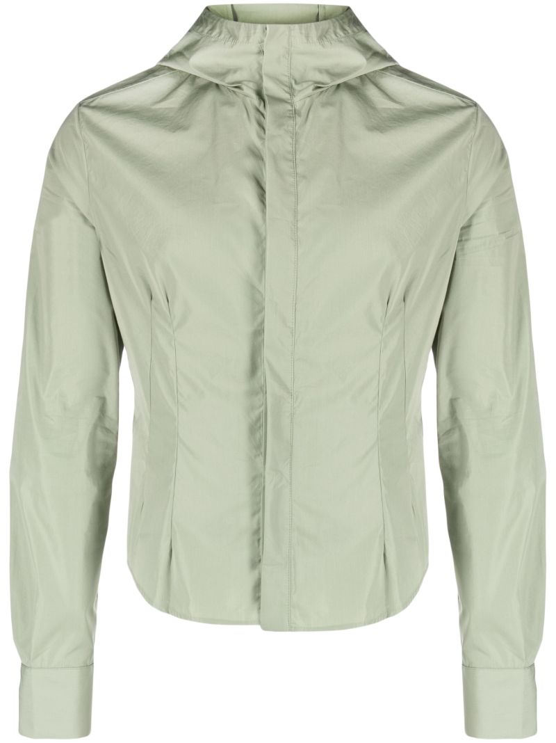 Green Double Dart Hooded Shirt Jacket