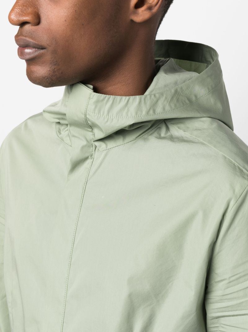 Green Double Dart Hooded Shirt Jacket
