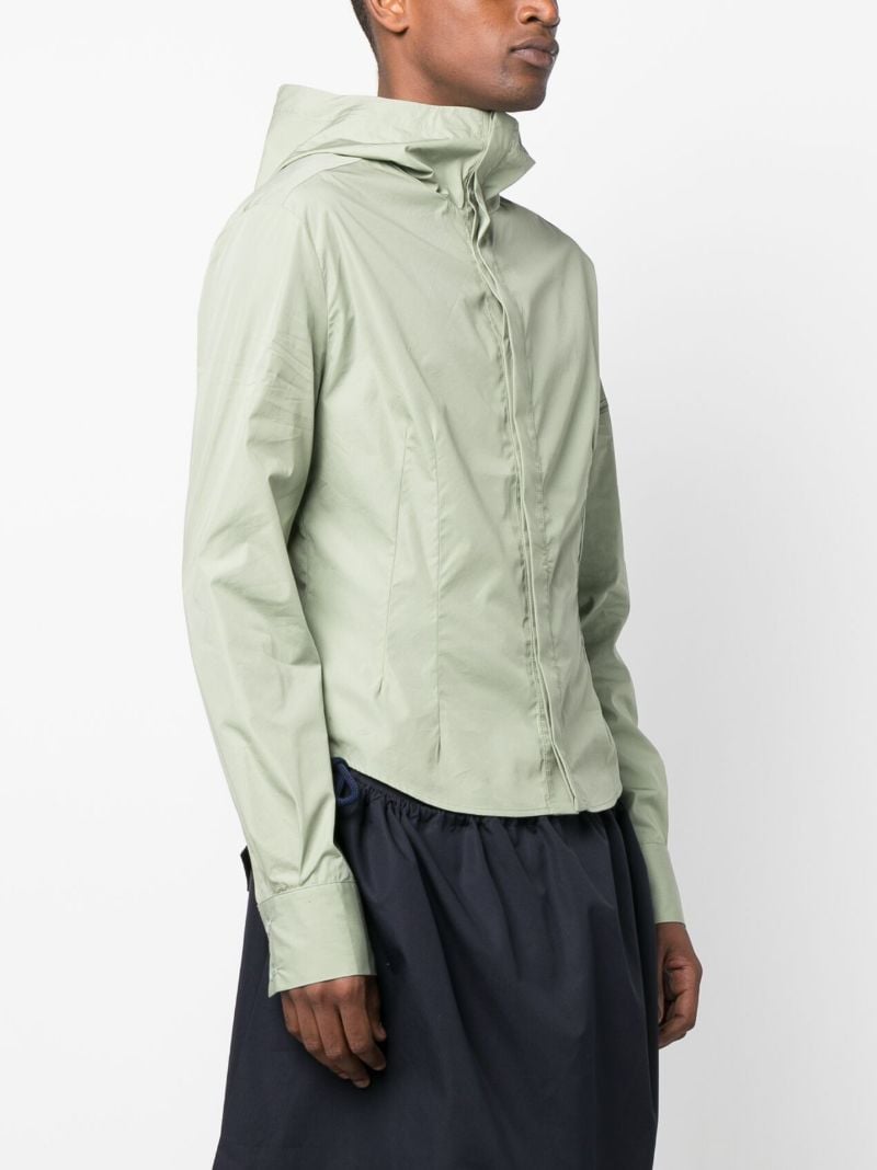 Green Double Dart Hooded Shirt Jacket