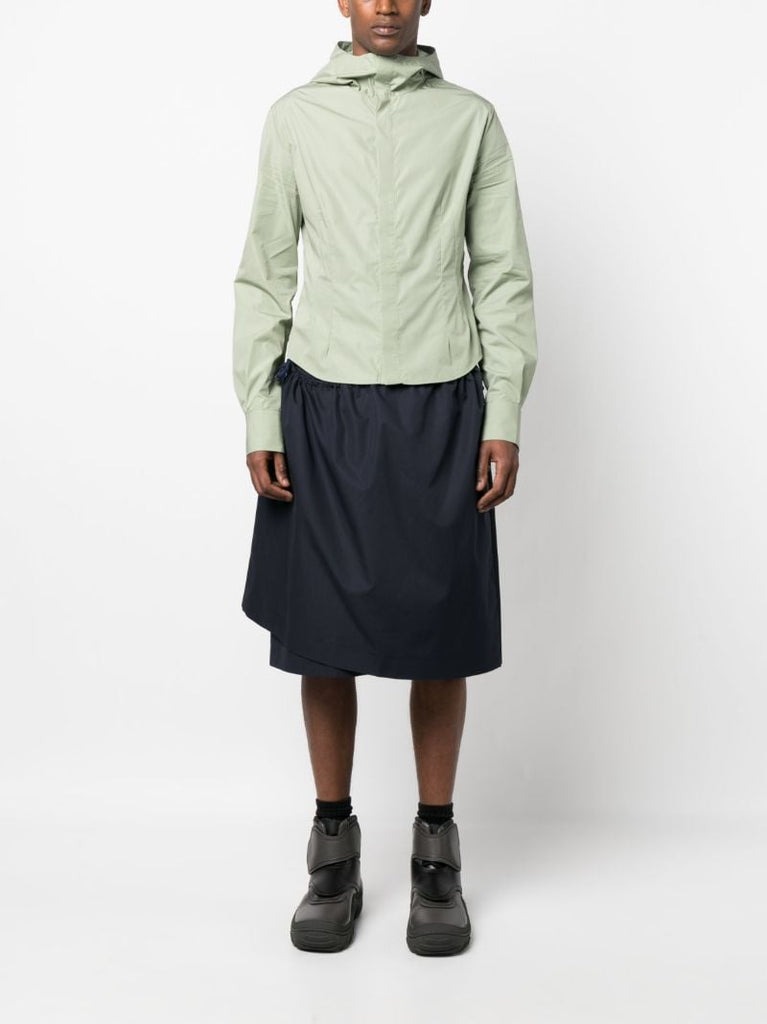 Green Double Dart Hooded Shirt Jacket
