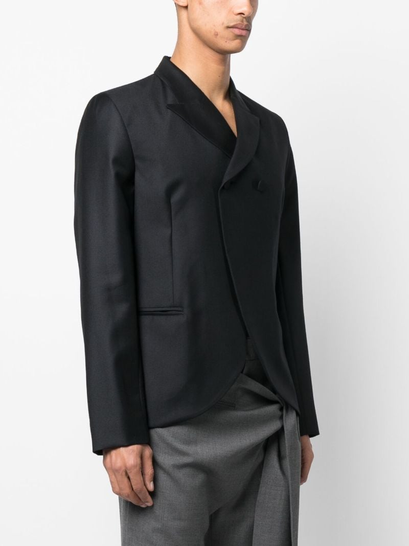 Black Double-breasted Wool Blazer