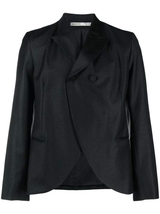 Black Double-breasted Wool Blazer