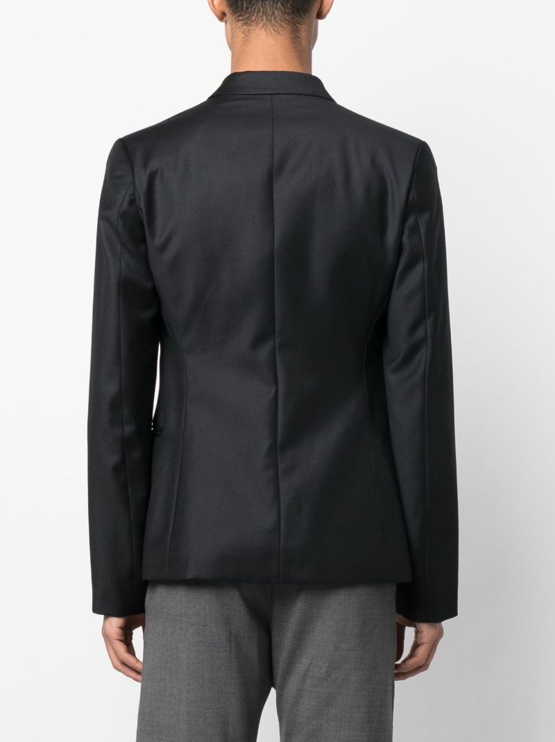 Black Double-breasted Wool Blazer