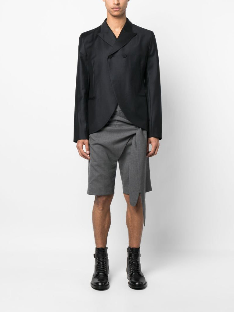Black Double-breasted Wool Blazer