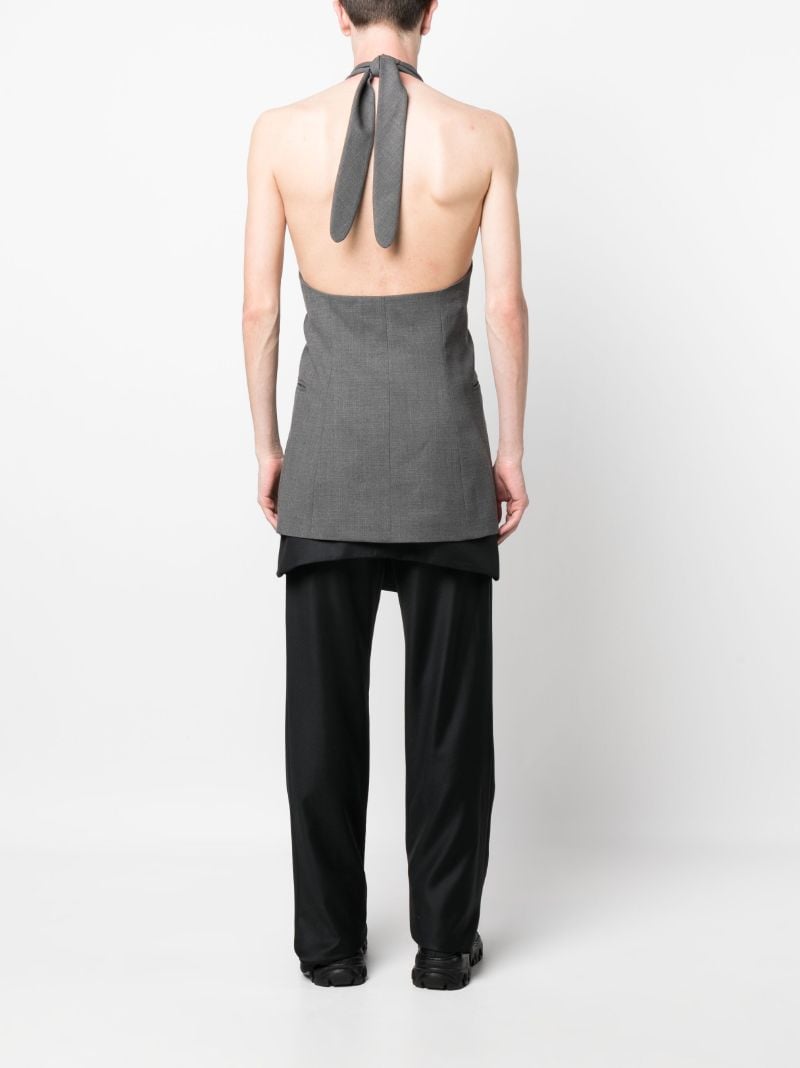 Grey Halterneck Wool Waistcoat