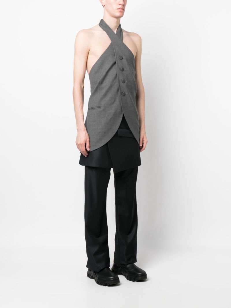 Grey Halterneck Wool Waistcoat