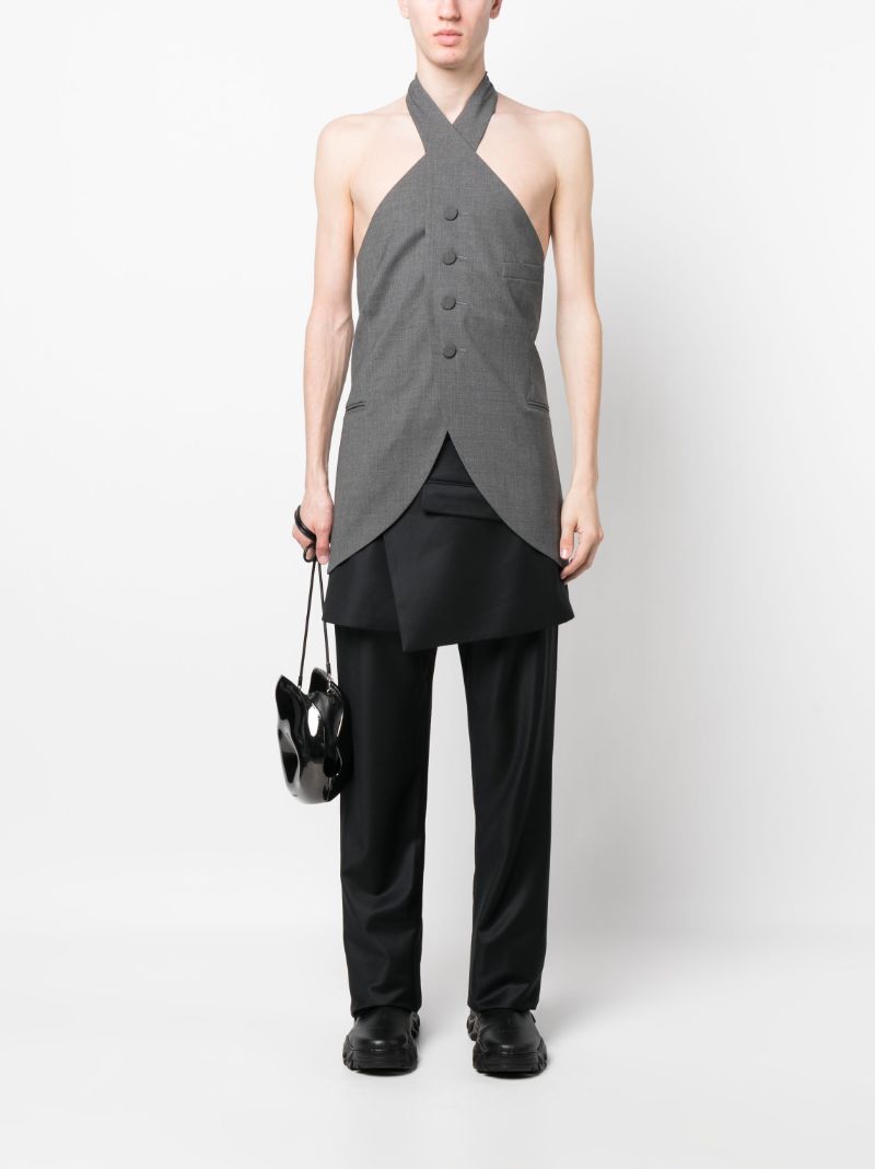 Grey Halterneck Wool Waistcoat
