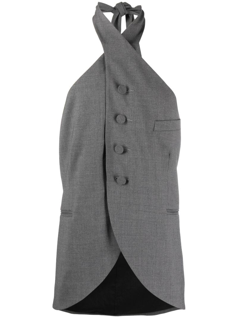 Grey Halterneck Wool Waistcoat