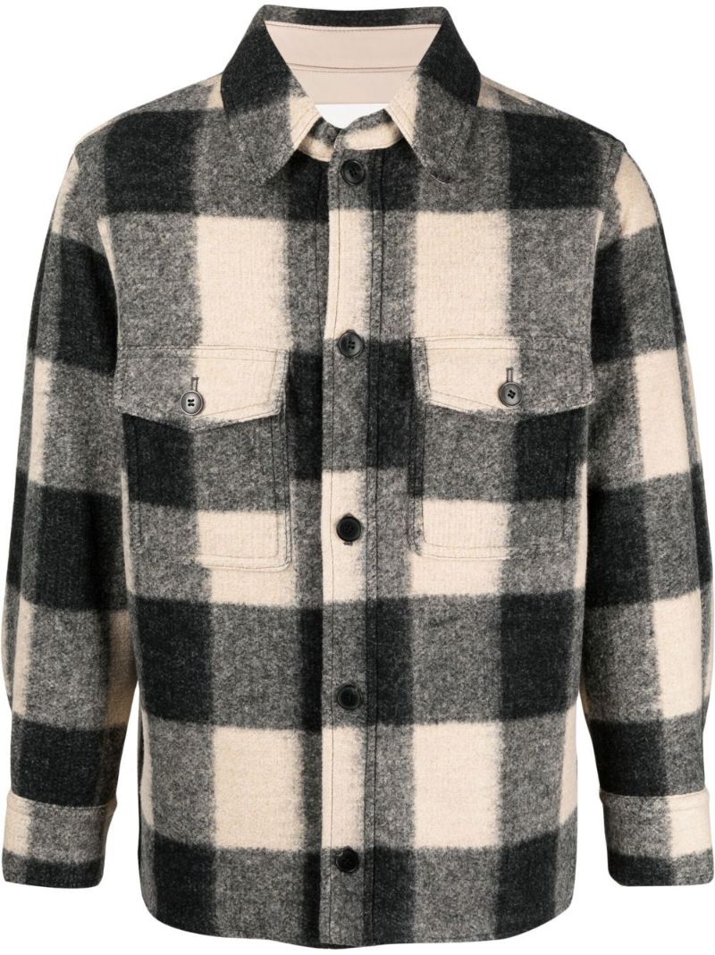 Black Kevron Check Print Shirt Jacket