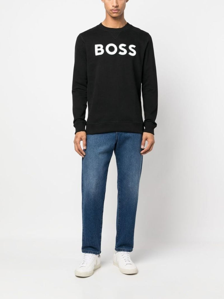 Black Logo Patch Cotton Sweatshirt