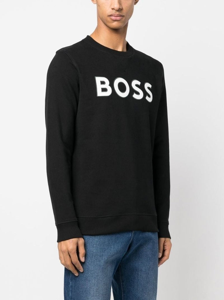Black Logo Patch Cotton Sweatshirt