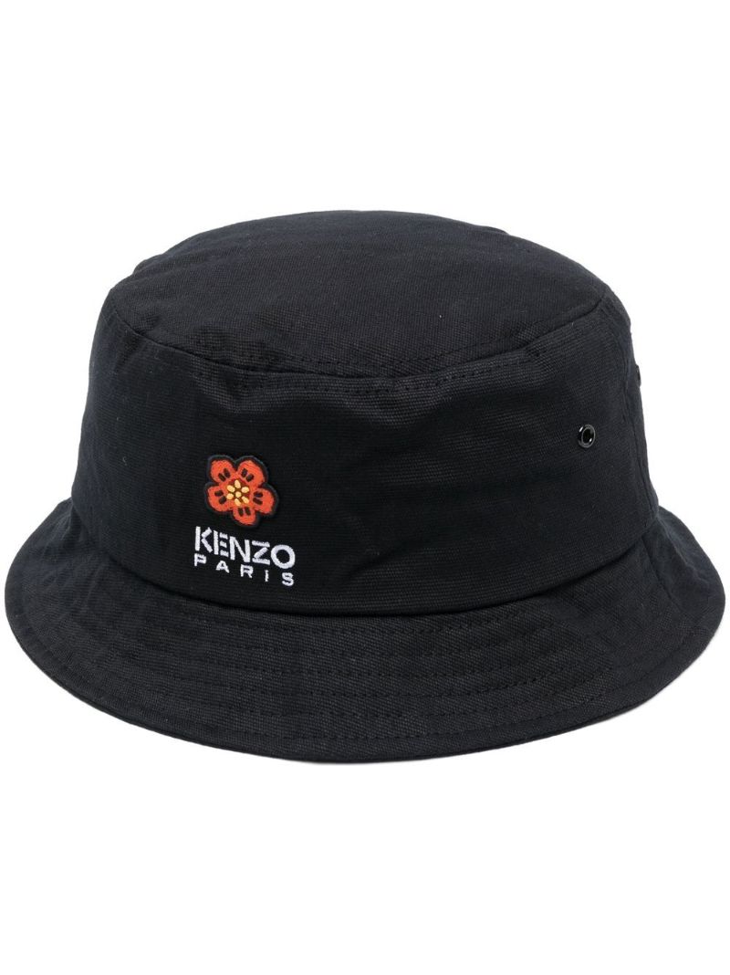 Black Boke Flower Embroidered Bucket Hat