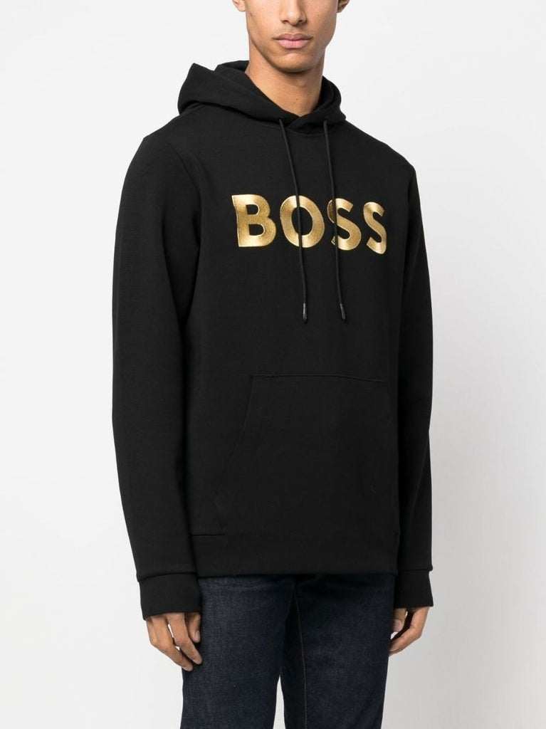 Black Logo Print Hoodie