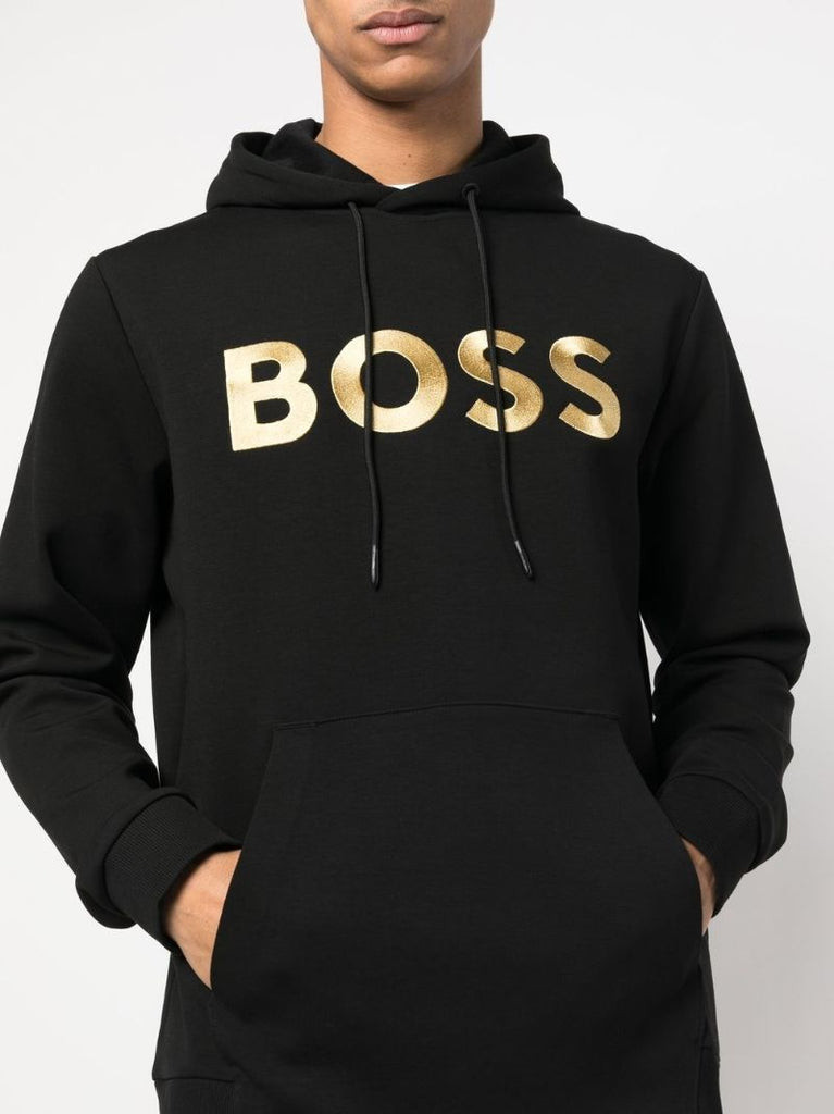 Black Logo Print Hoodie