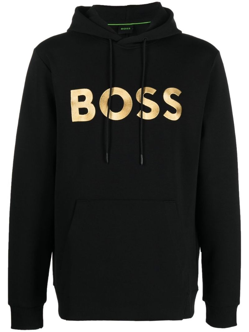 Black Logo Print Hoodie