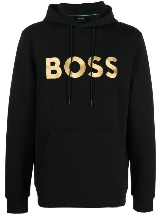 Black Logo Print Hoodie