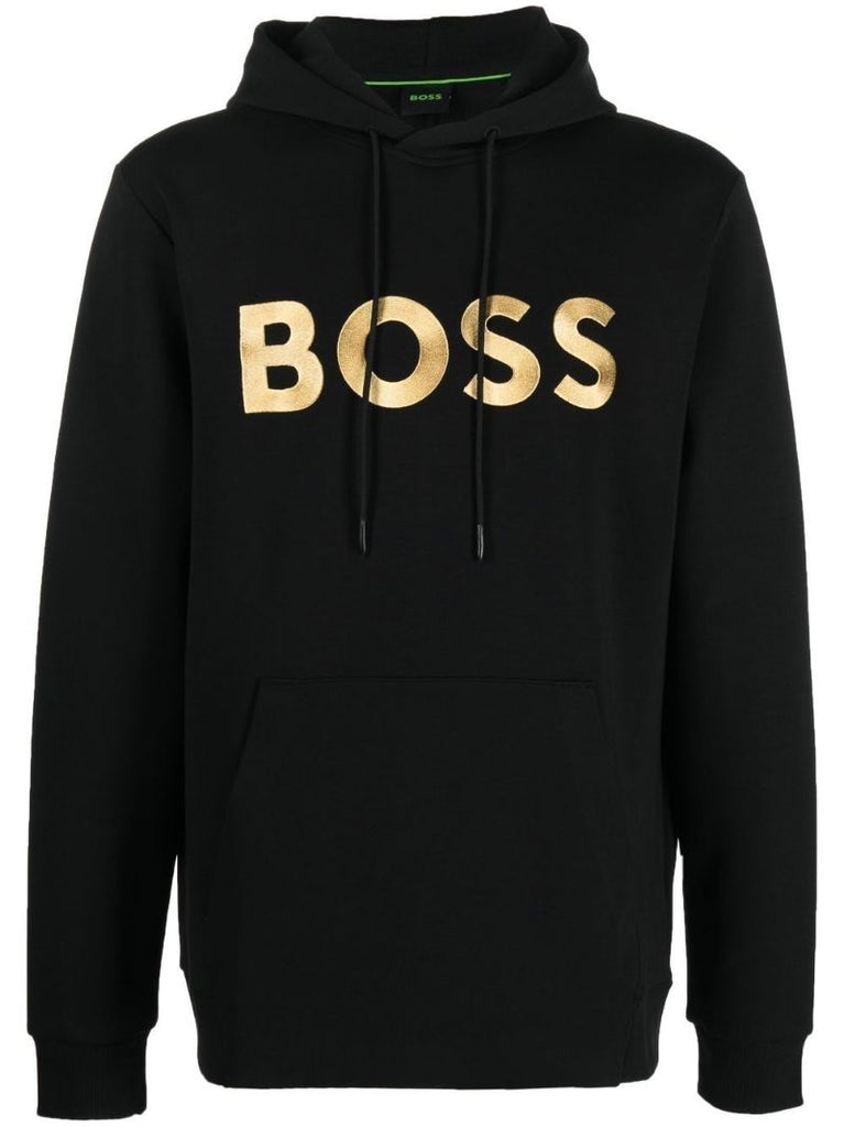 Black Logo Print Hoodie