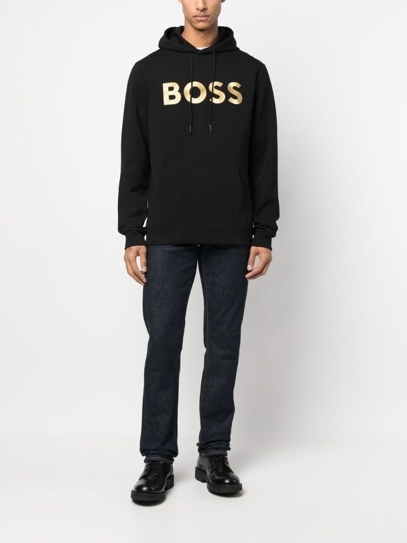 Black Logo Print Hoodie