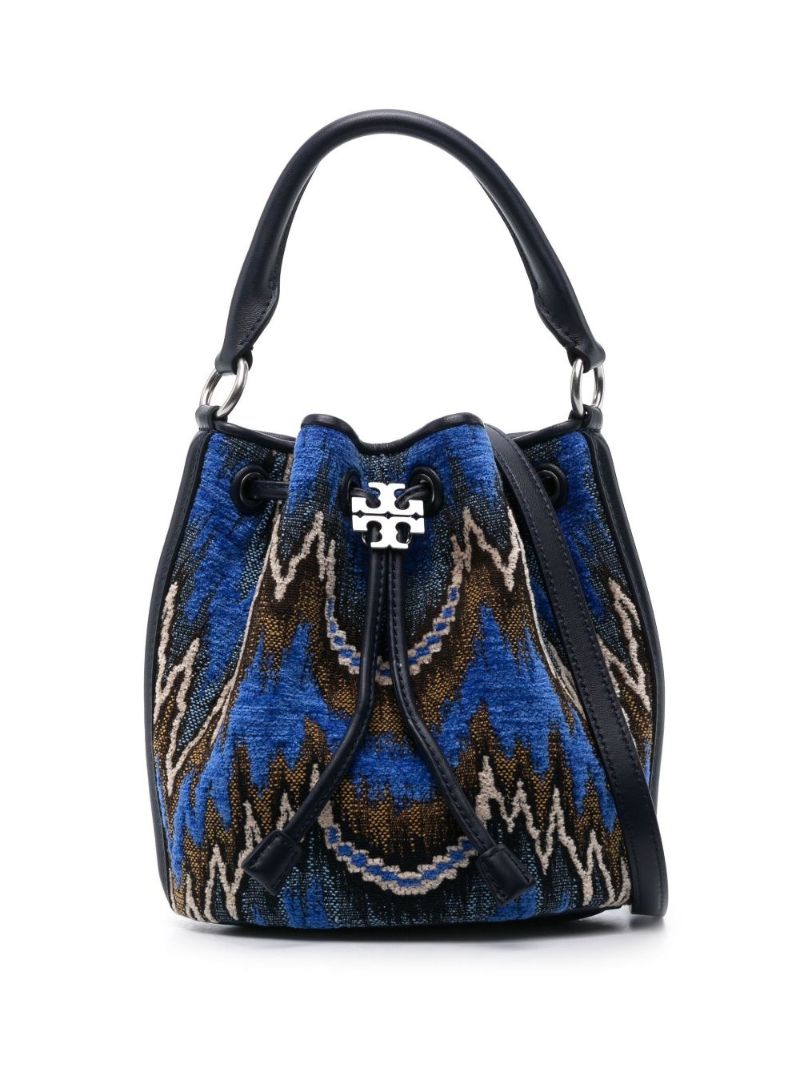Blue Fleming Jacquard Bucket Bag