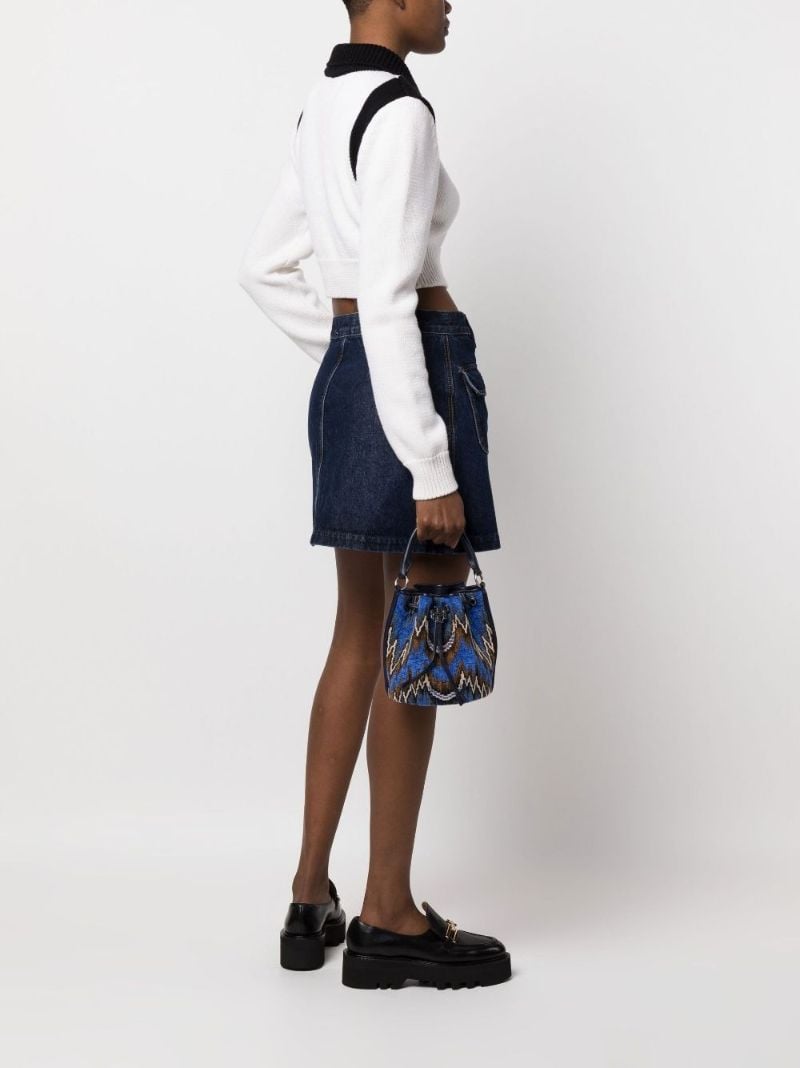 Blue Fleming Jacquard Bucket Bag