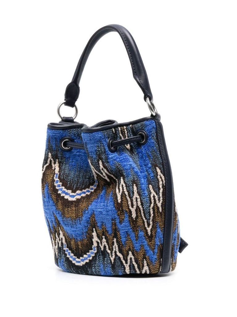 Blue Fleming Jacquard Bucket Bag
