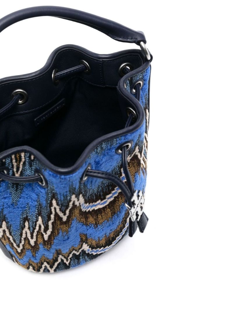 Blue Fleming Jacquard Bucket Bag