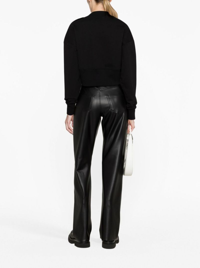 Black Logo Print Cropped Sweatshirt