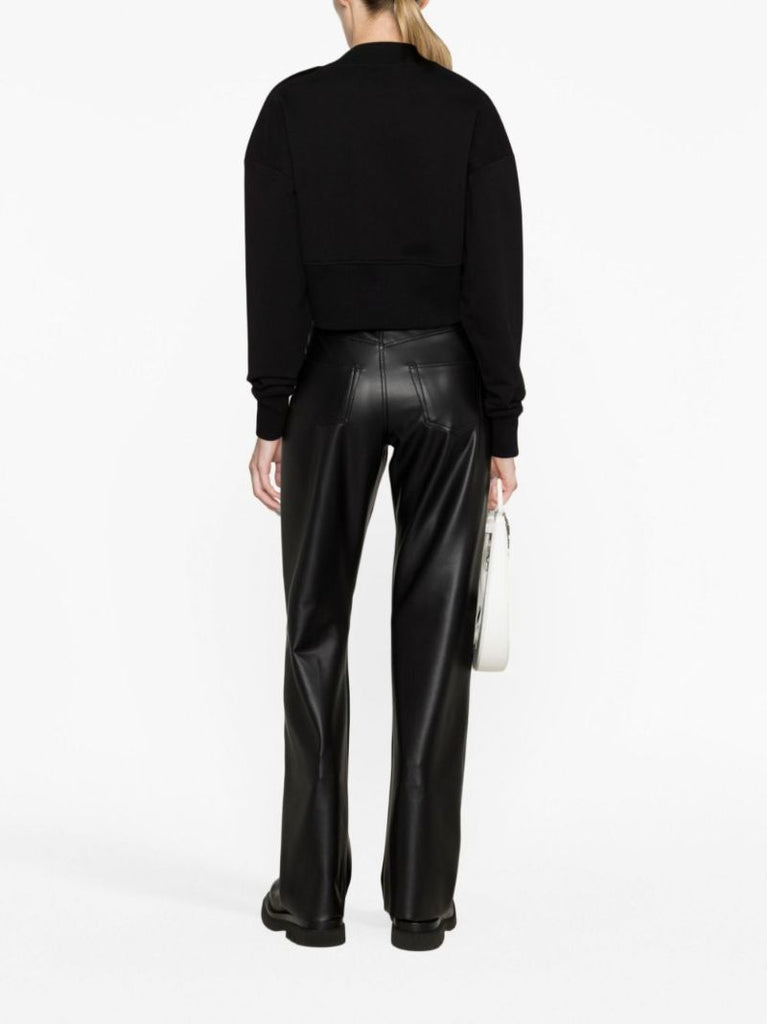 Black Logo Print Cropped Sweatshirt