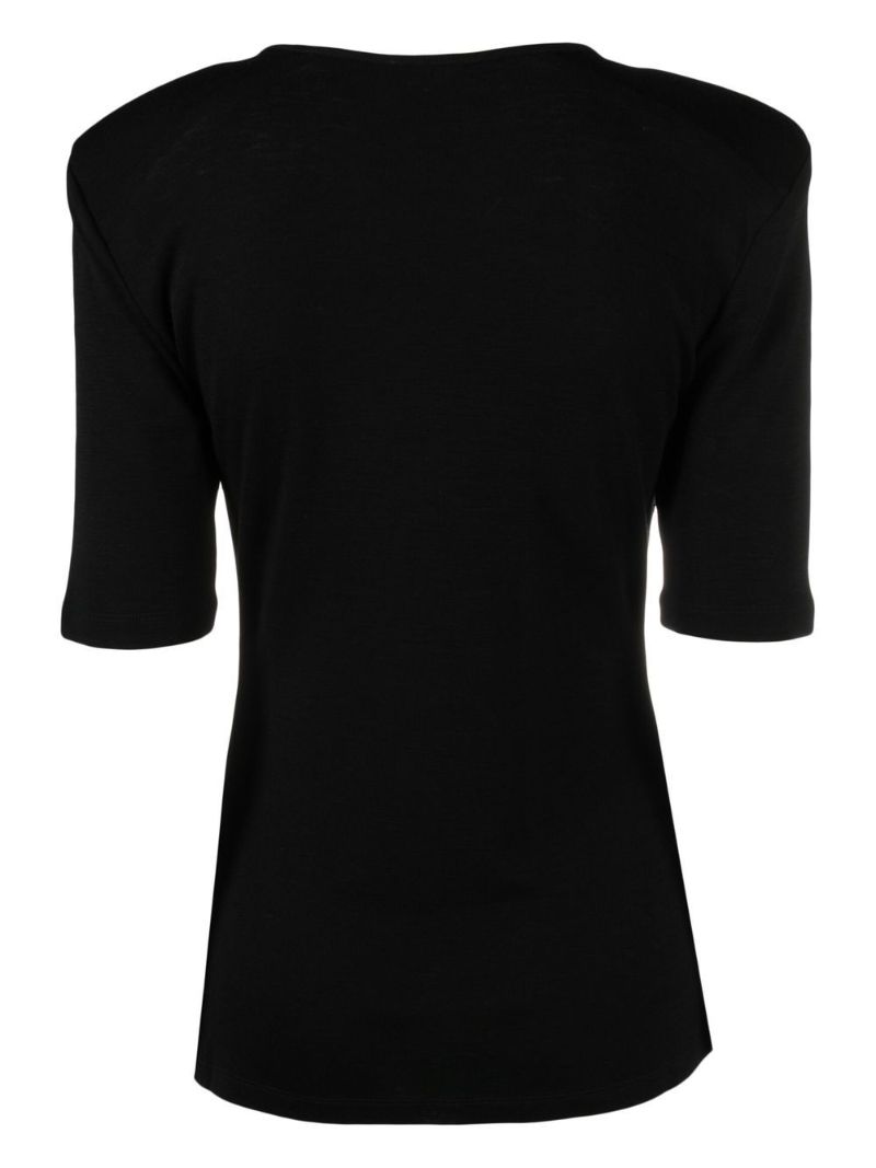 Black Cedina Merino Wool Top