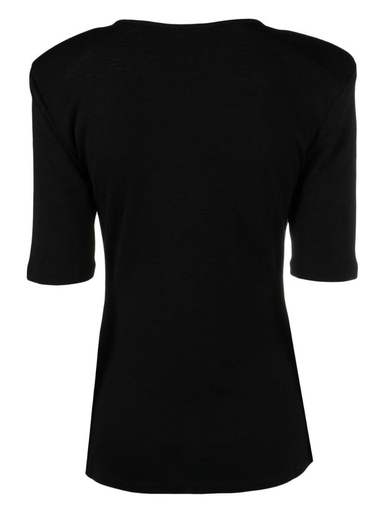 Black Cedina Merino Wool Top