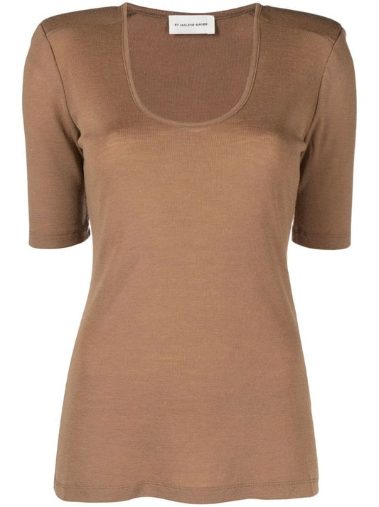 Brown Cedina Merino Wool T-shirt