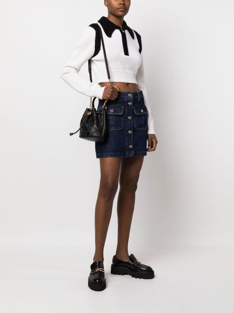 Black Fleming Small Leather Bucket Bag
