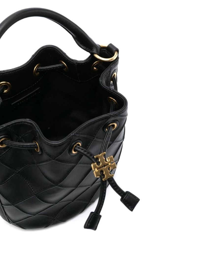 Black Fleming Small Leather Bucket Bag