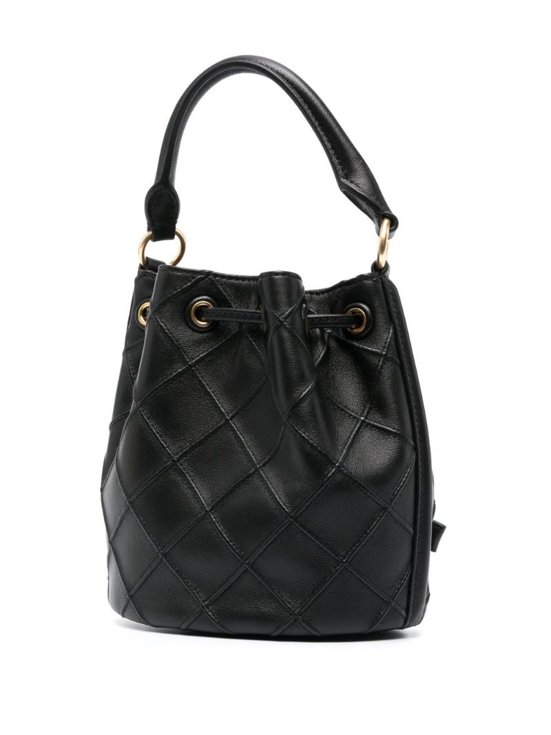 Black Fleming Small Leather Bucket Bag