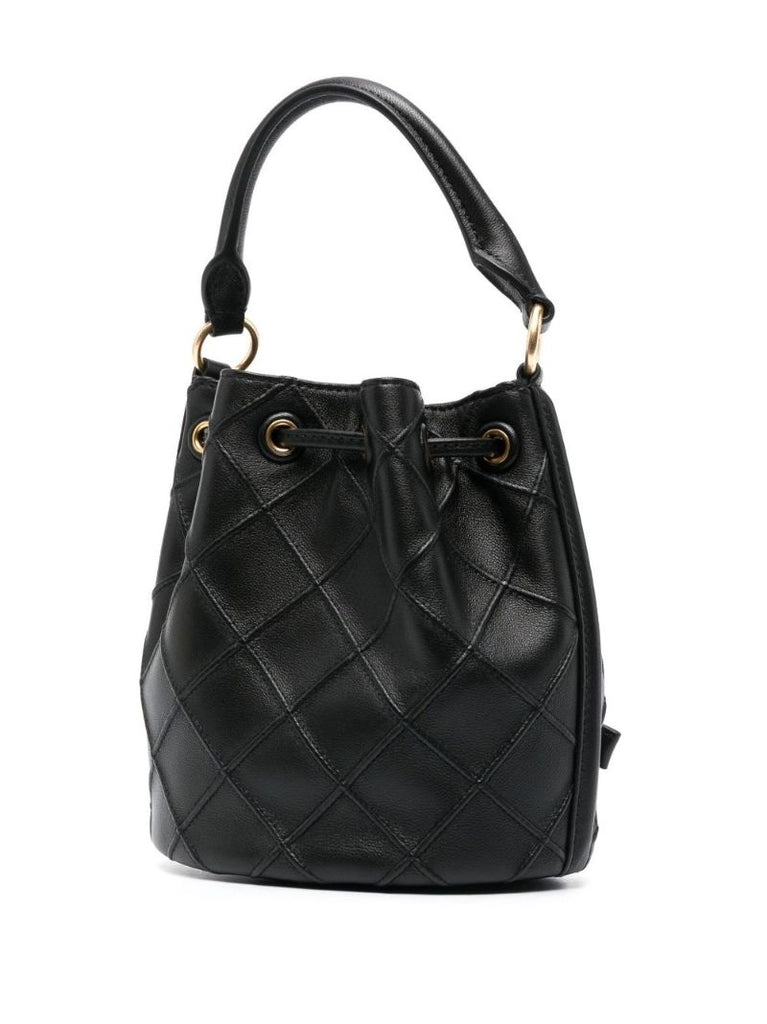 Black Fleming Small Leather Bucket Bag