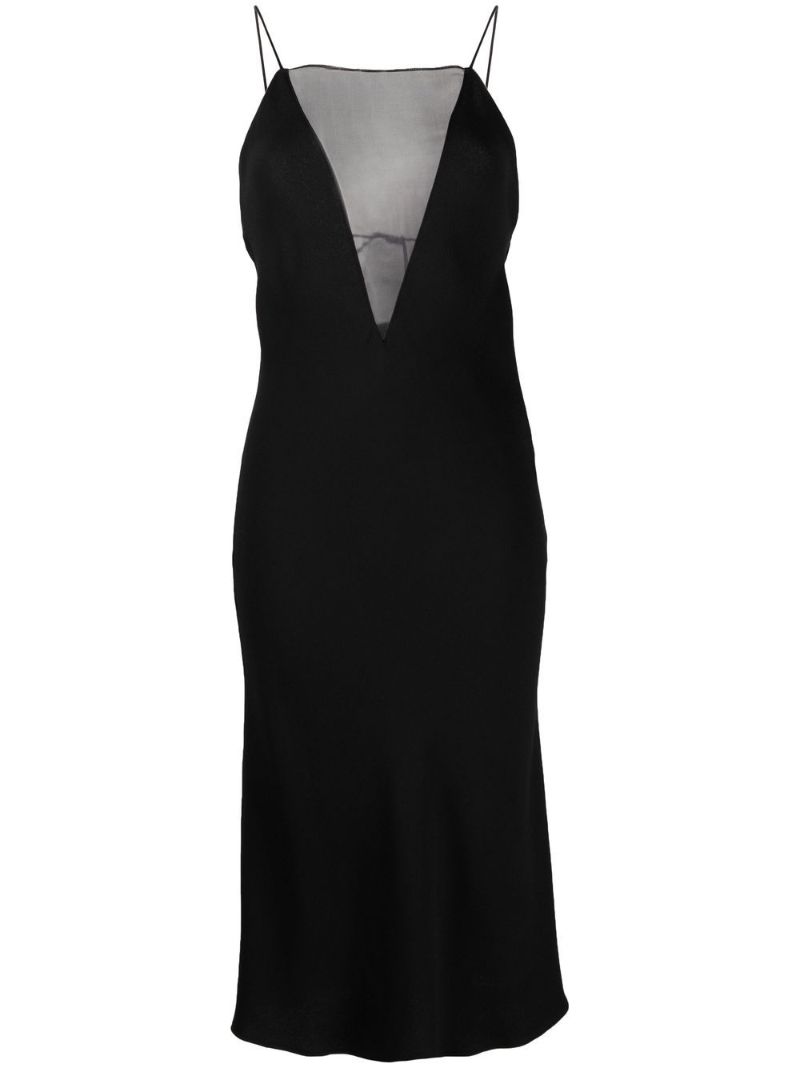 Black Silk CrÃ_x0083_Âªpe Midi Dress