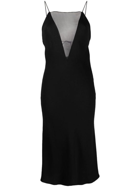 Black Silk CrÃ_x0083_Âªpe Midi Dress