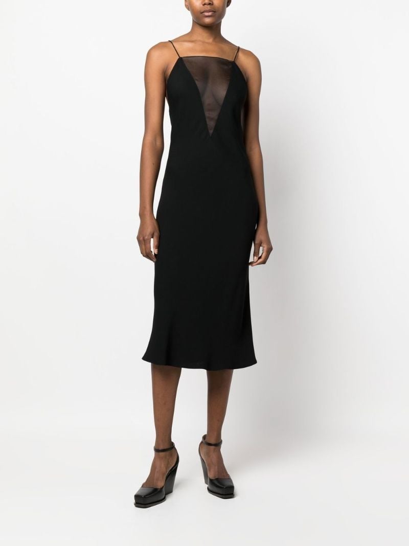 Black Silk CrÃ_x0083_Âªpe Midi Dress