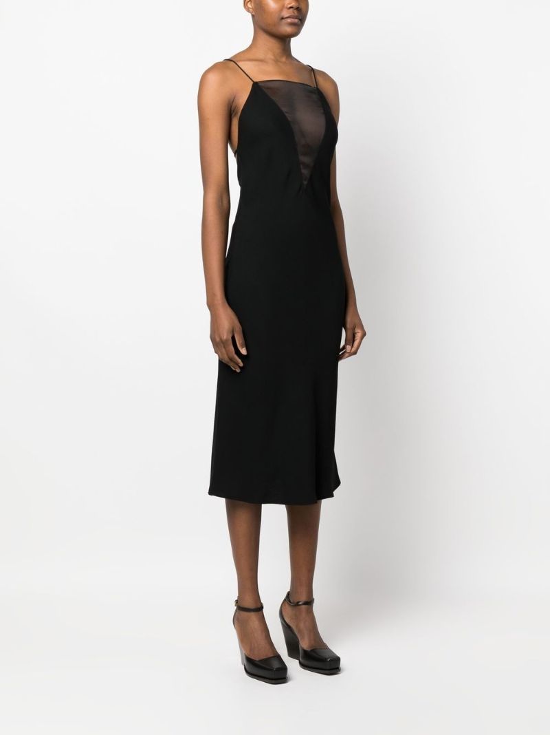 Black Silk CrÃ_x0083_Âªpe Midi Dress