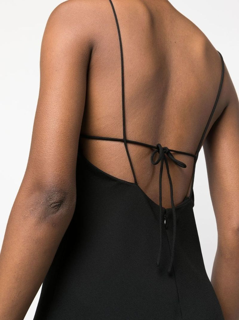 Black Silk CrÃ_x0083_Âªpe Midi Dress