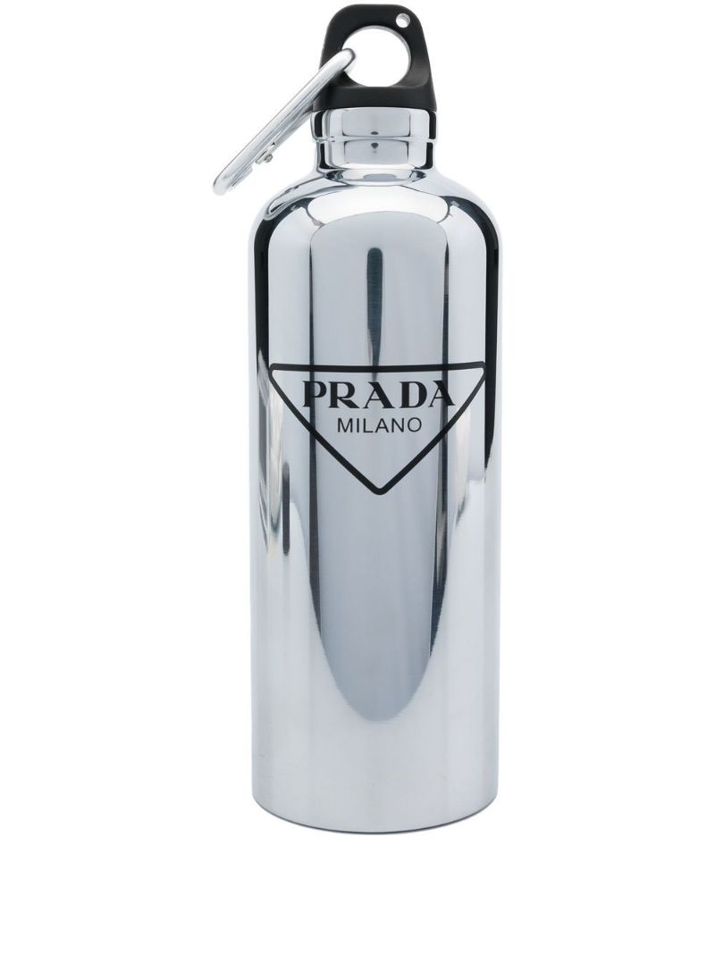 Silver-tone Logo Print Bottle