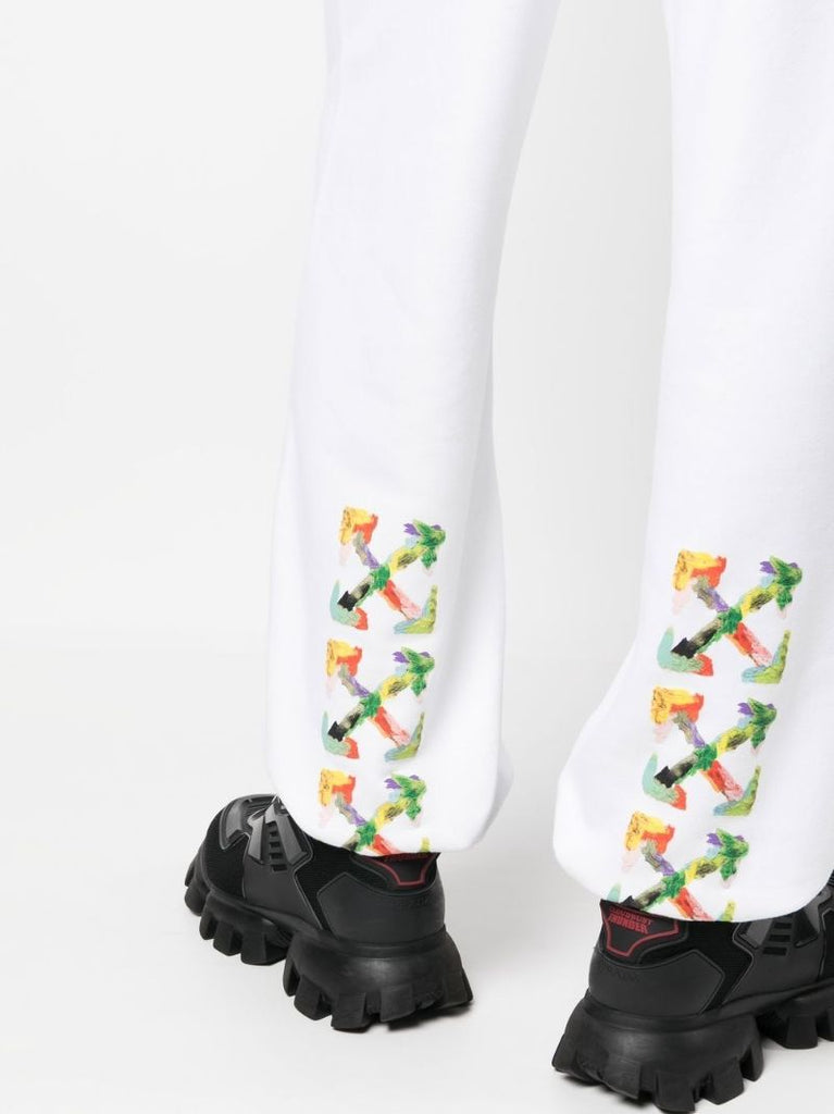 White Arrows Print Track Pants