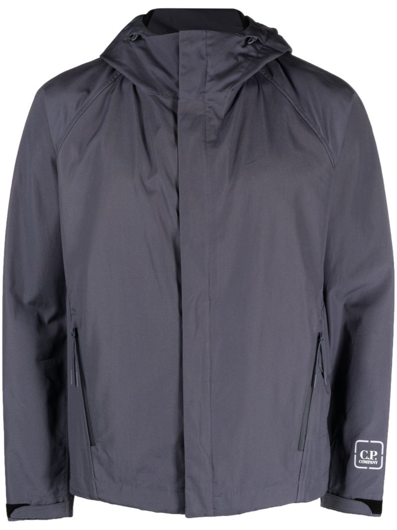 Grey Logo Print Hooded Jacket